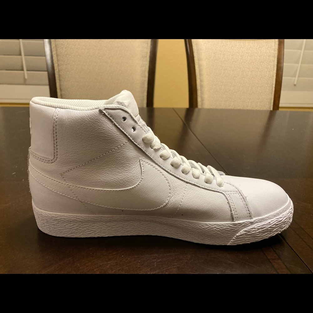 New Nike Blazer Zoom Mid SB Triple White Sneaker 7 - Picture 7 of 11